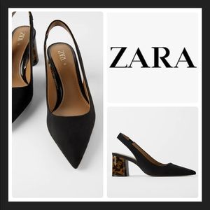 Zara Sling-back Shoes with Tortoiseshell Heels
